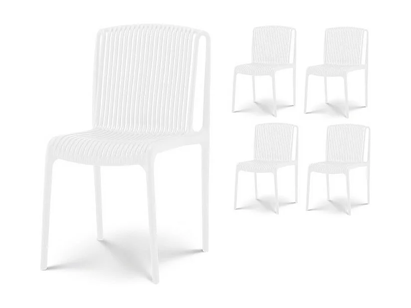 Lot de 4 chaises de Jardin ou Terrasse Blanches en Résine Polypropylène