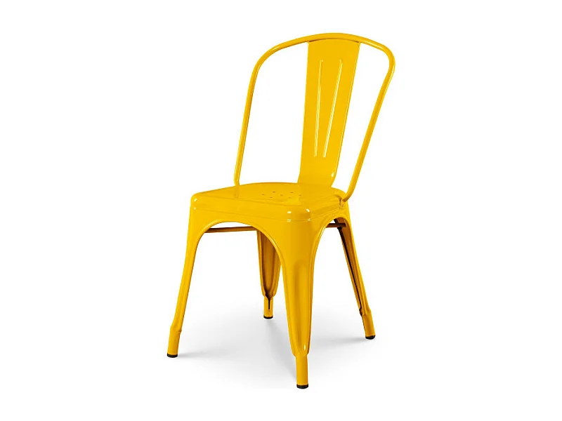 Chaise style industriel en métal jaune - Finition brillant