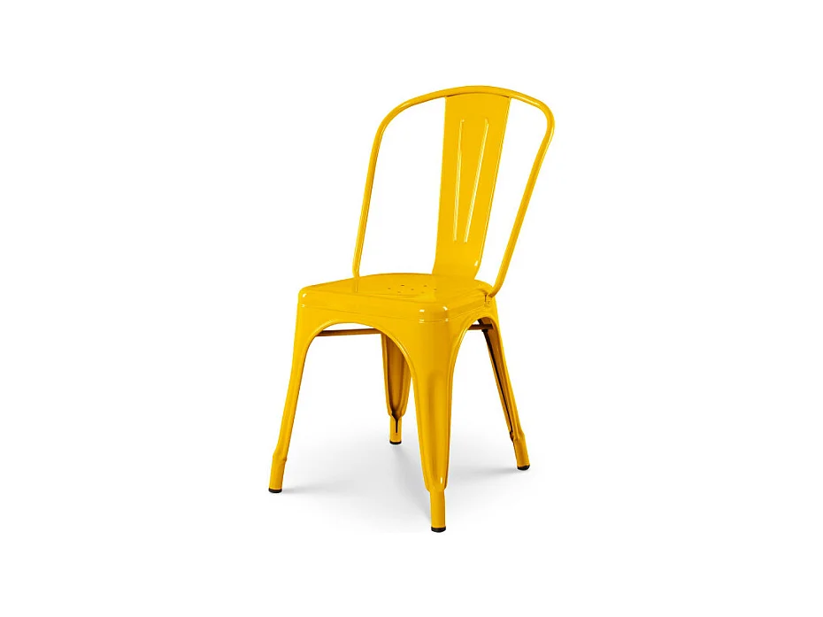 Chaise style industriel en métal jaune - Finition brillant