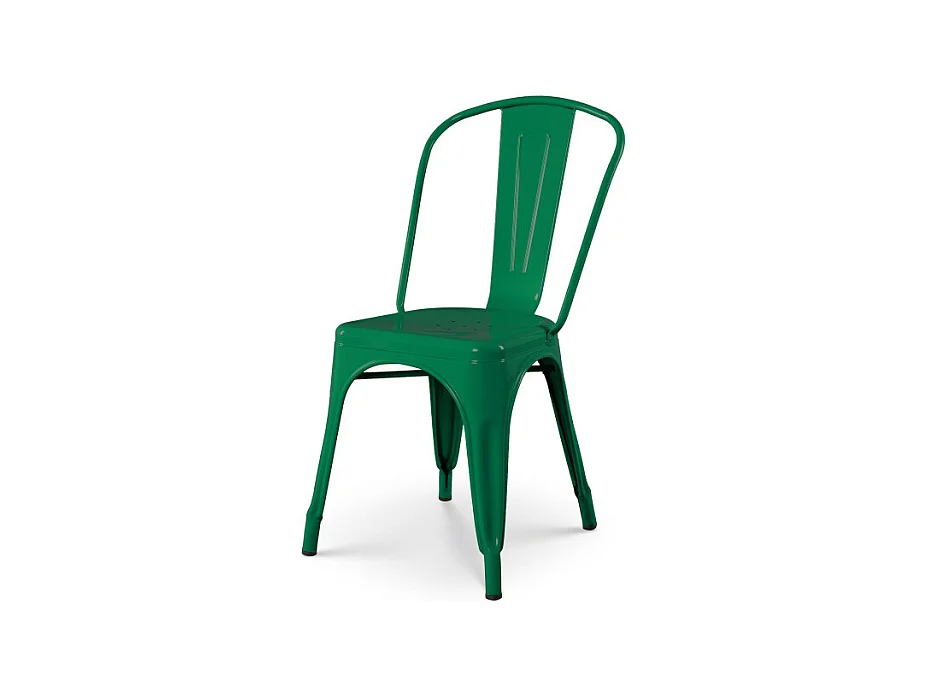 Chaise style industriel en métal vert - Finition brillant