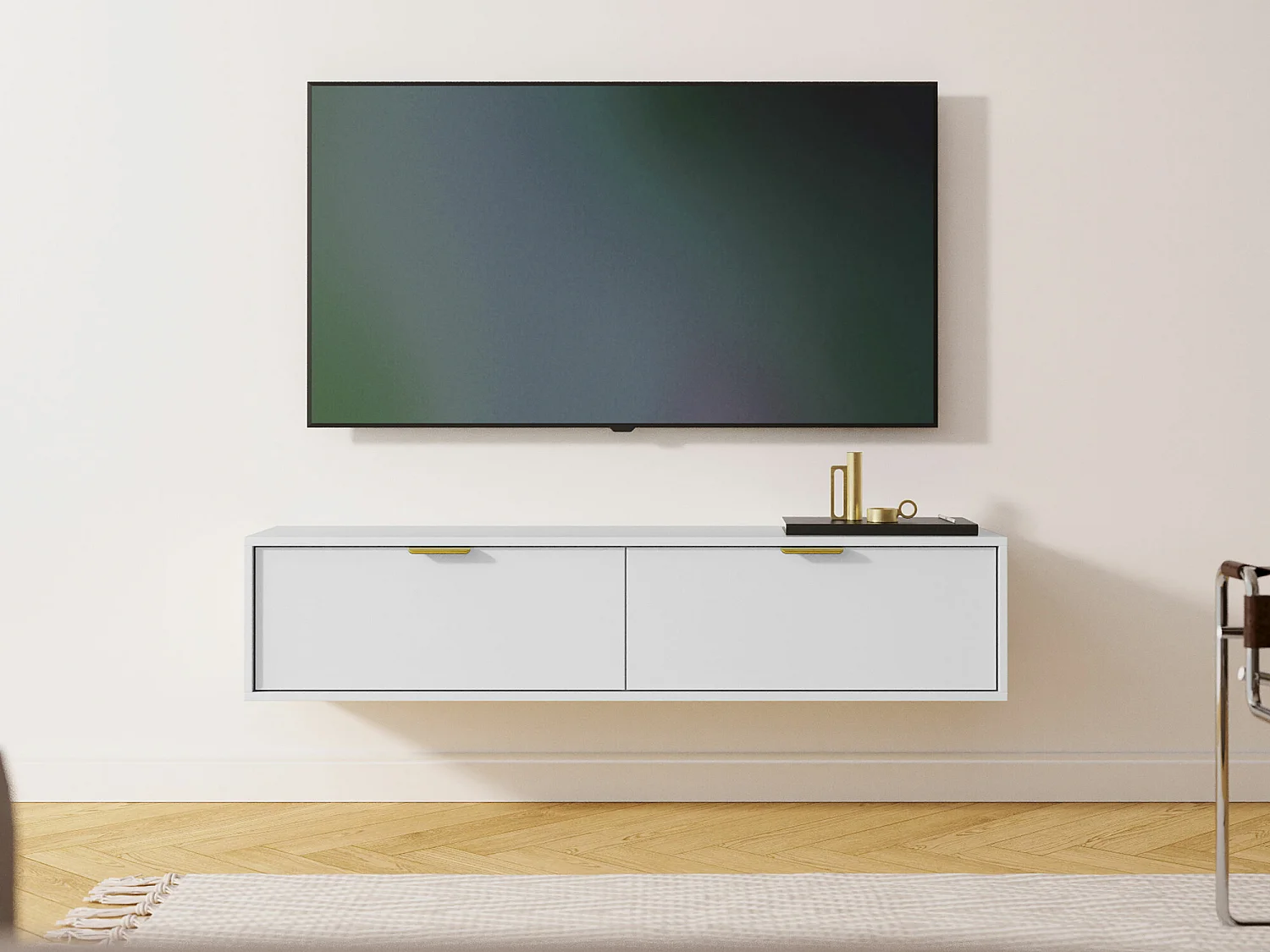 Mobile porta TV Hamilton 100, Bianco, 140x30x33cm