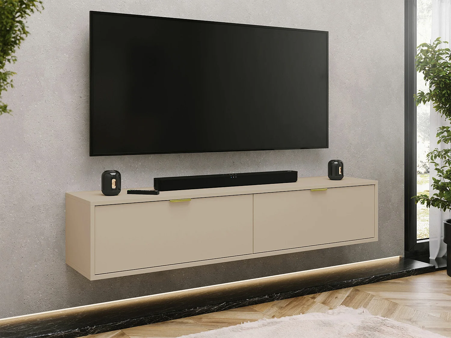 Meuble TV Hamilton 101, Cachemire, 175x35x33cm