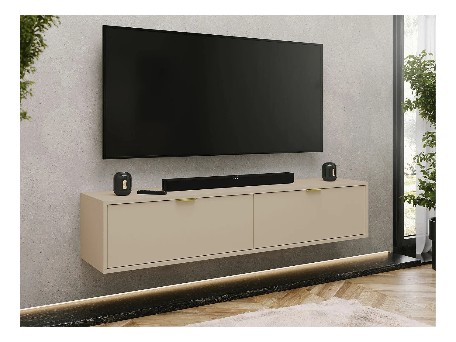 Meuble TV Hamilton 101, Cachemire, 175x35x33cm