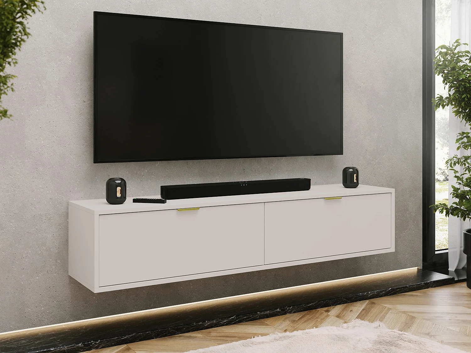 Meuble TV Hamilton 101, Cachemire, 175x30x33cm
