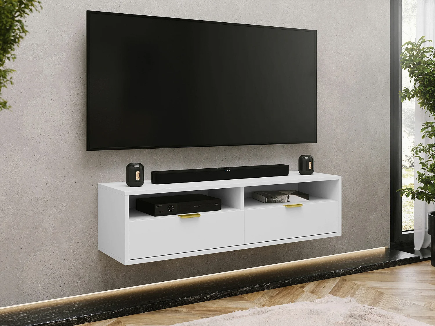 Mobile porta TV Hamilton 102, Bianco, 140x35x33cm