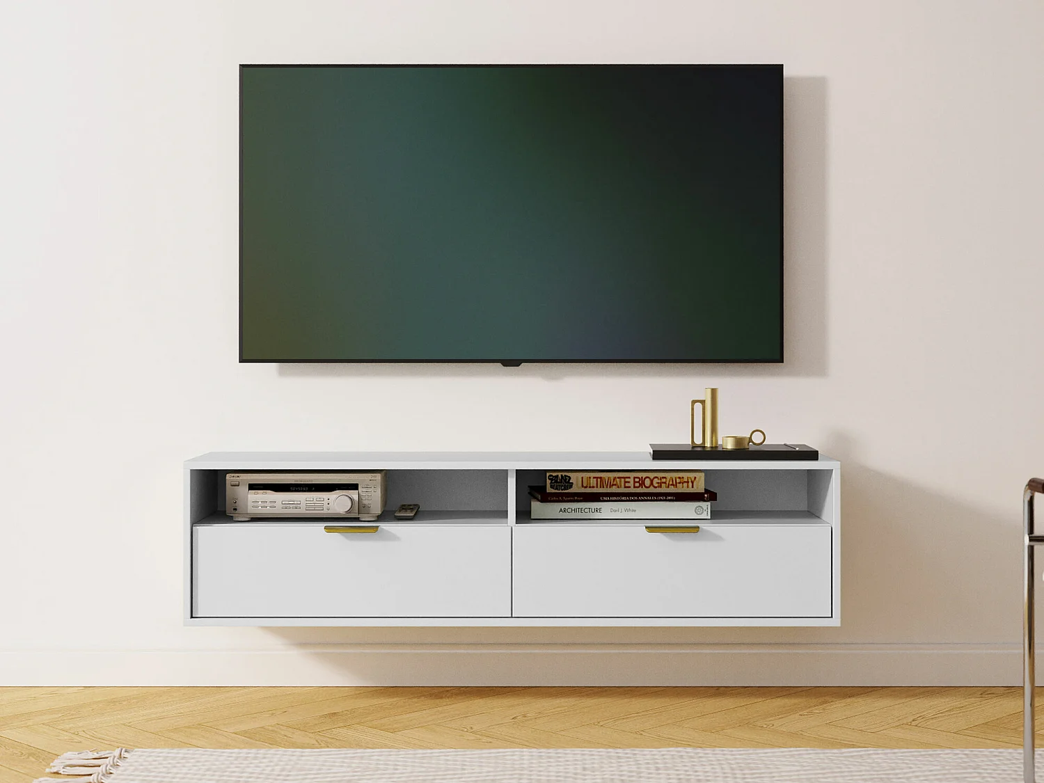 Mobile porta TV Hamilton 102, Bianco, 140x35x33cm