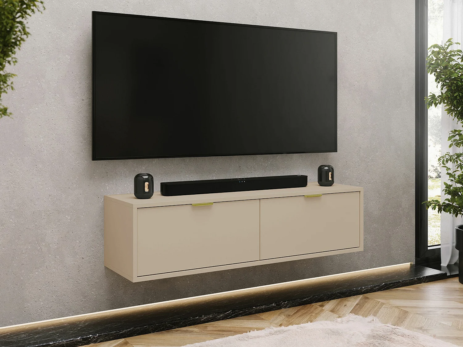 Meuble TV Hamilton 100, Cachemire, 140x35x33cm