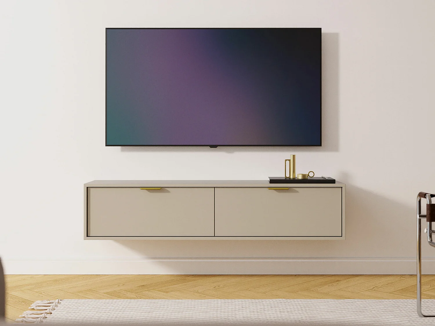 Meuble TV Hamilton 100, Cachemire, 140x35x33cm