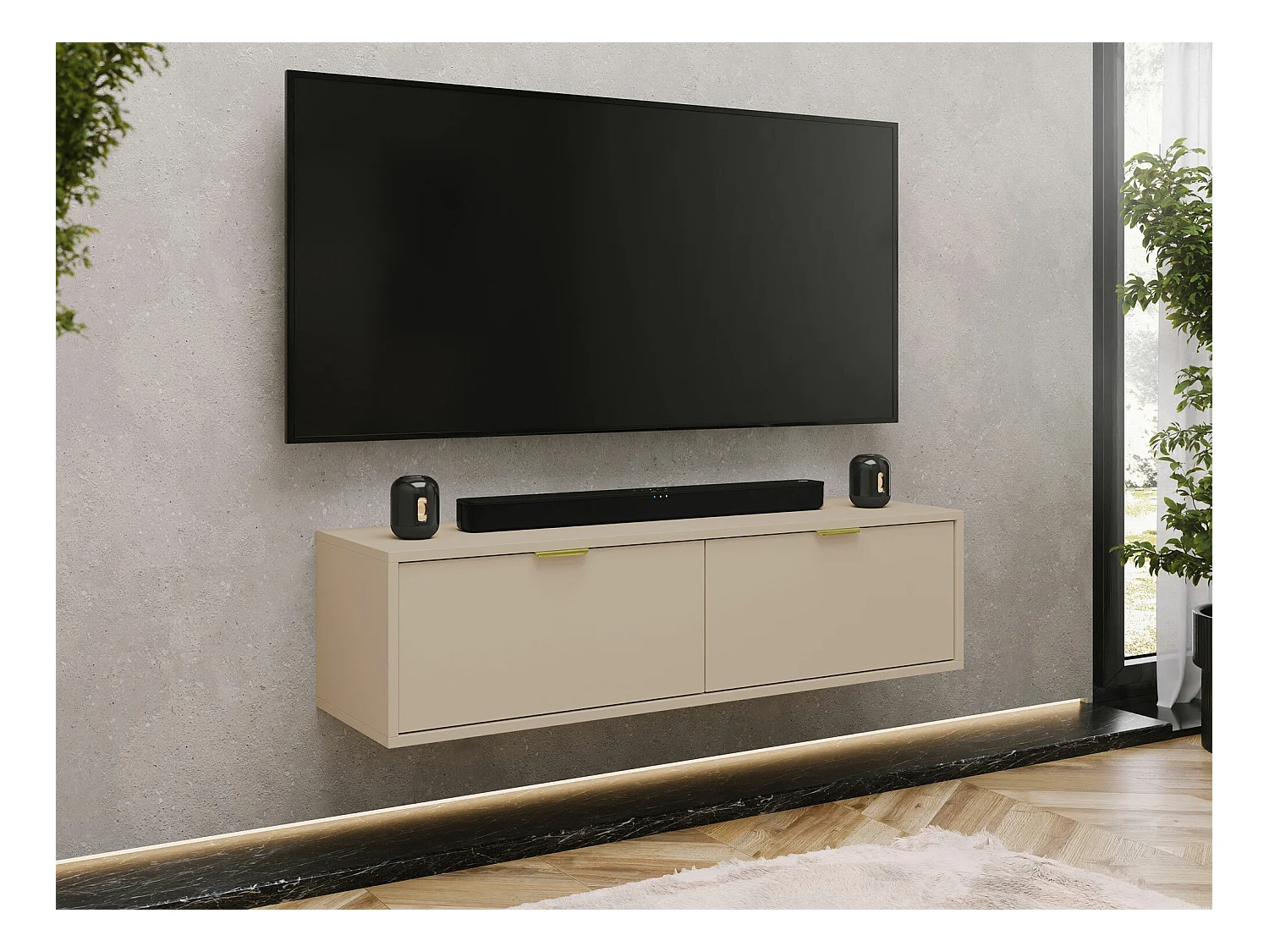 Meuble TV Hamilton 100, Cachemire, 140x35x33cm