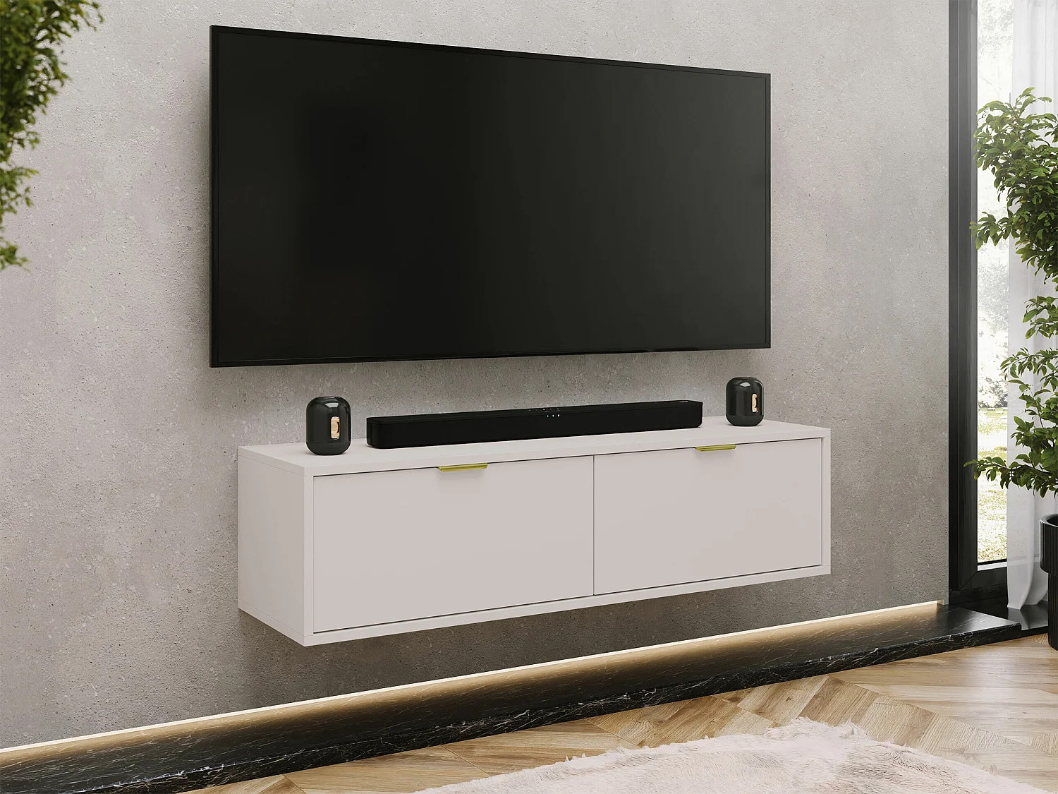 Meuble TV Hamilton 100, Cachemire, 140x30x33cm