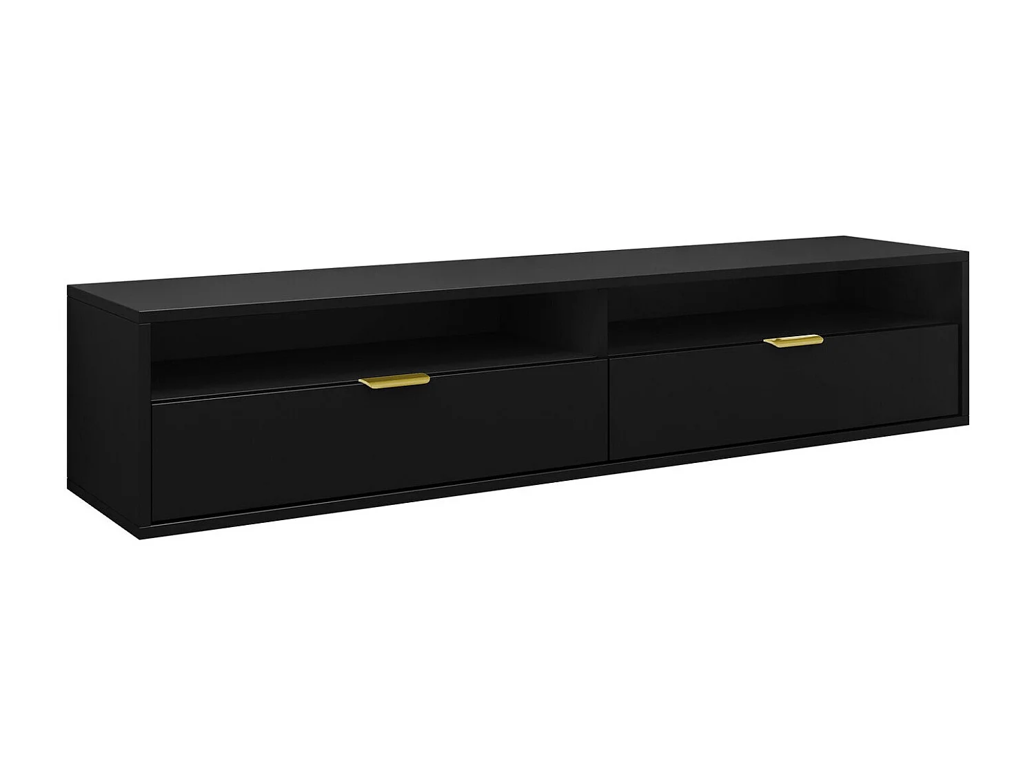 Meuble TV Hamilton 103, Noir, 175x35x33cm