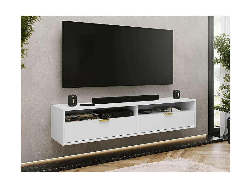 Meuble TV Hamilton 103, Blanc, 175x35x33cm