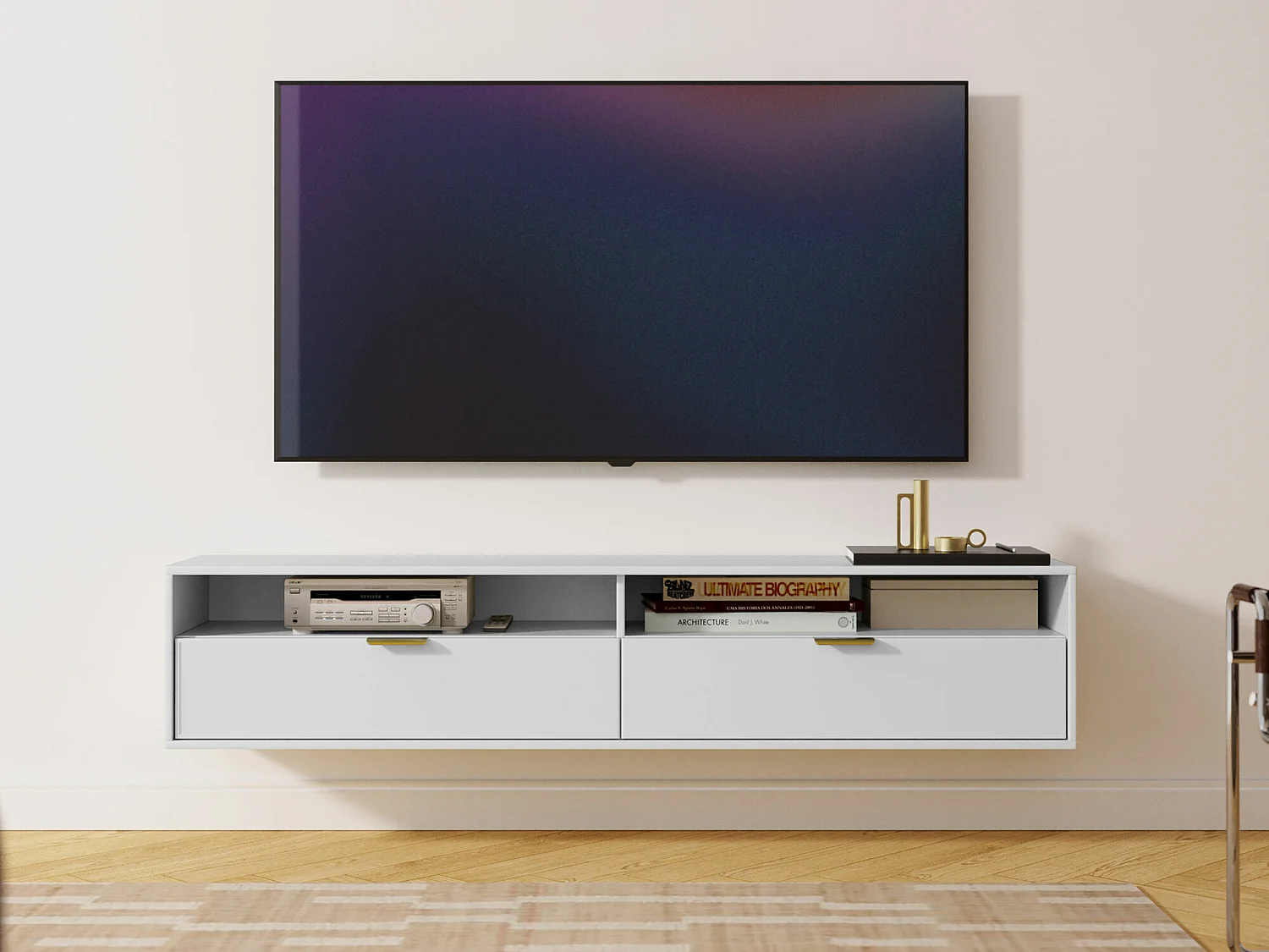 Mobile porta TV Hamilton 103, Bianco, 175x35x33cm
