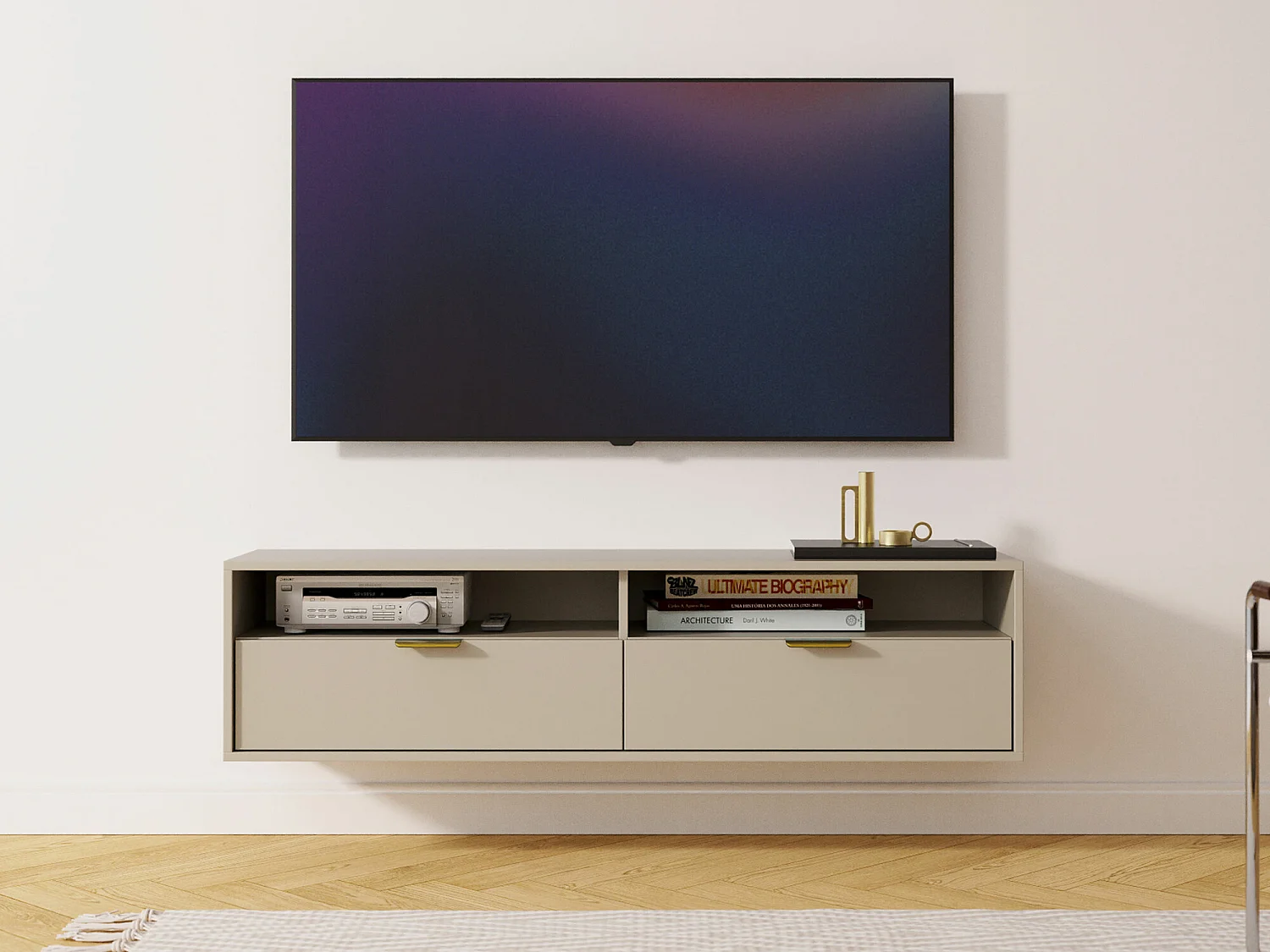 Meuble TV Hamilton 102, Cachemire, 140x35x33cm