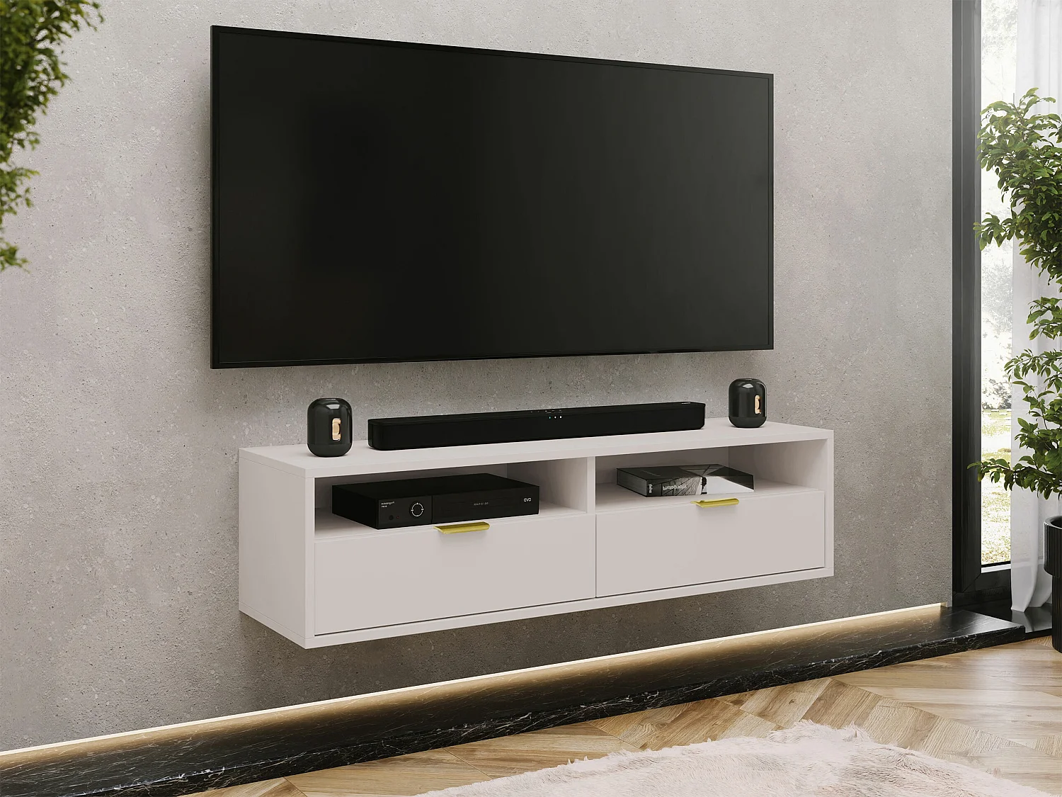 Meuble TV Hamilton 102, Cachemire, 140x35x33cm