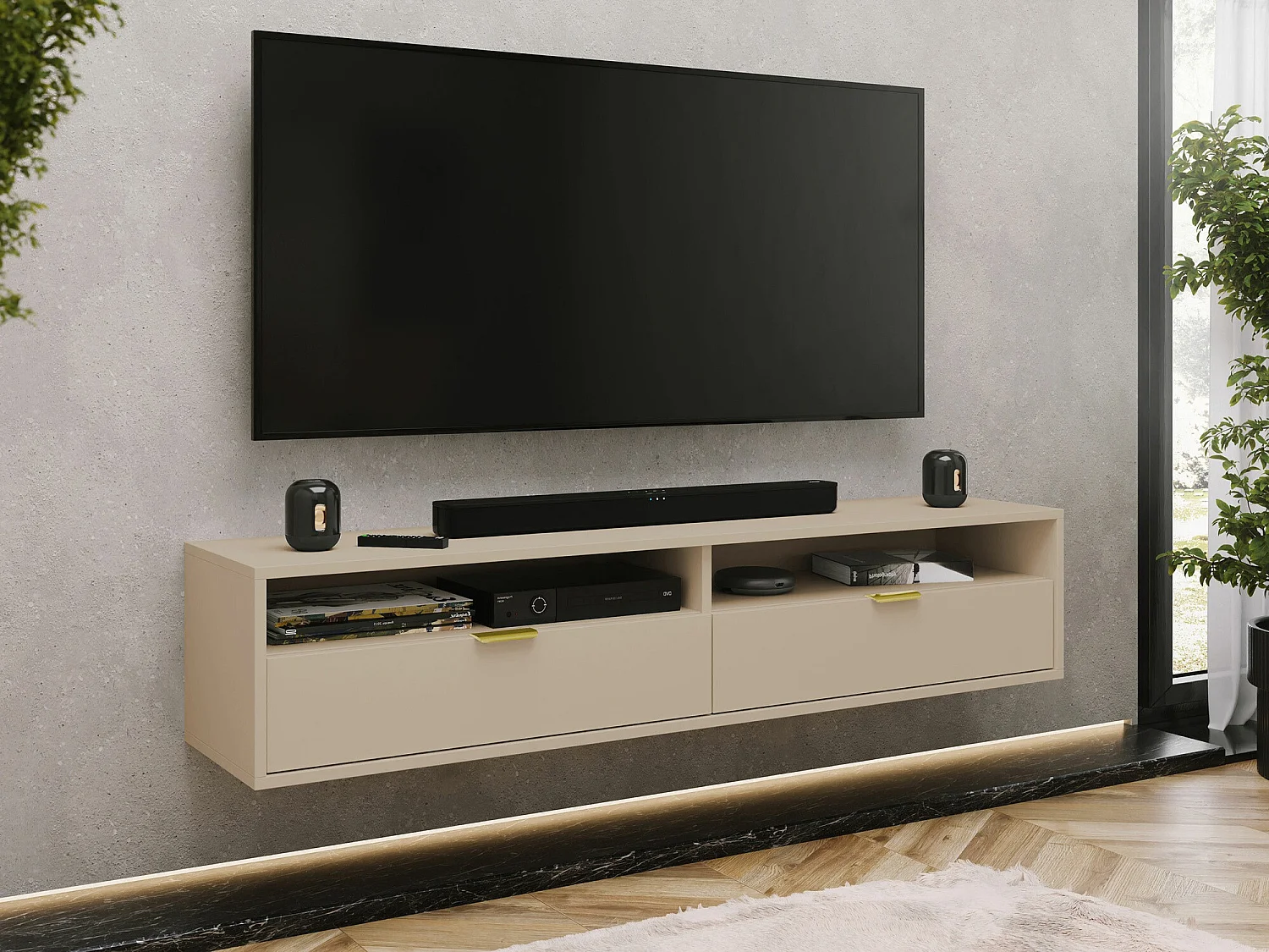 Meuble TV Hamilton 103, Cachemire, 175x35x33cm