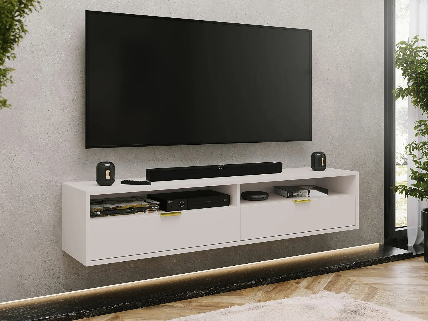 Meuble TV Hamilton 103, Cachemire, 175x35x33cm