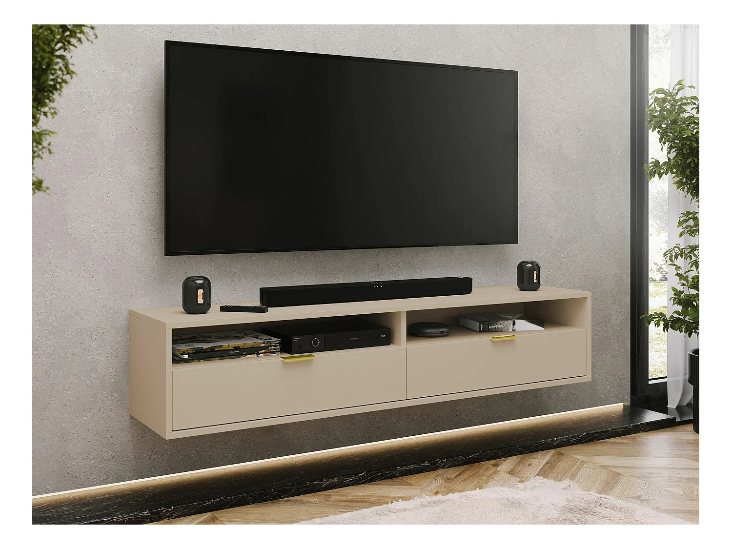 Meuble TV Hamilton 103, Cachemire, 175x35x33cm