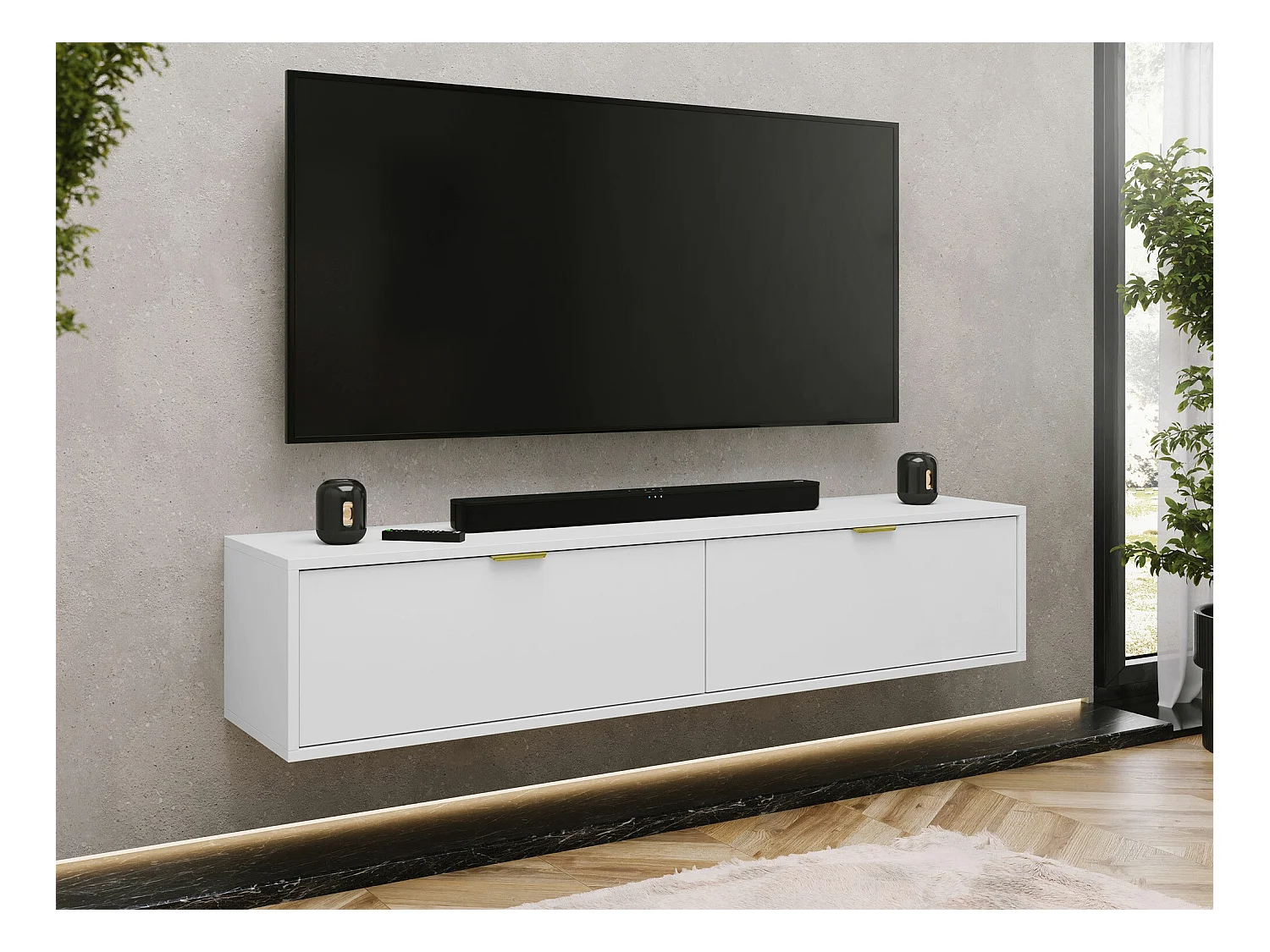 Mobile porta TV Hamilton 101, Bianco, 175x35x33cm