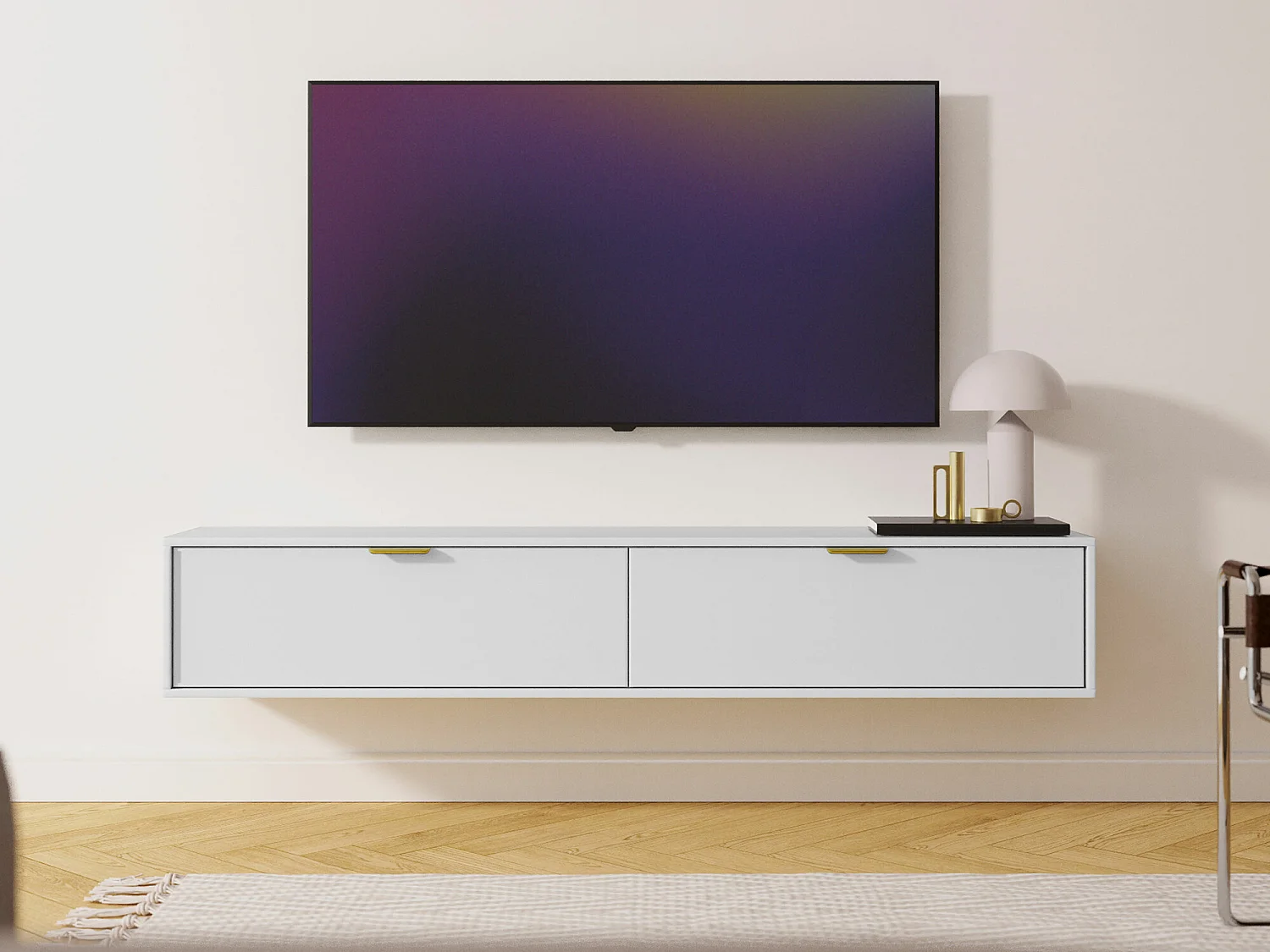 Mobile porta TV Hamilton 101, Bianco, 175x30x33cm