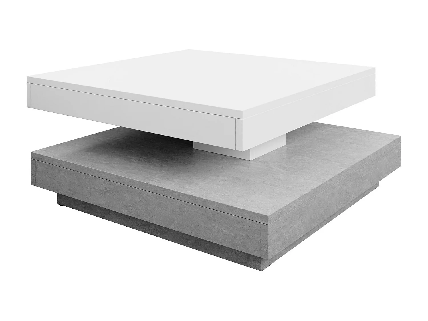 Table basse transformateur Comfivo 385, Béton|Blanc, 34x70x70cm, Stratifié, Angulaire