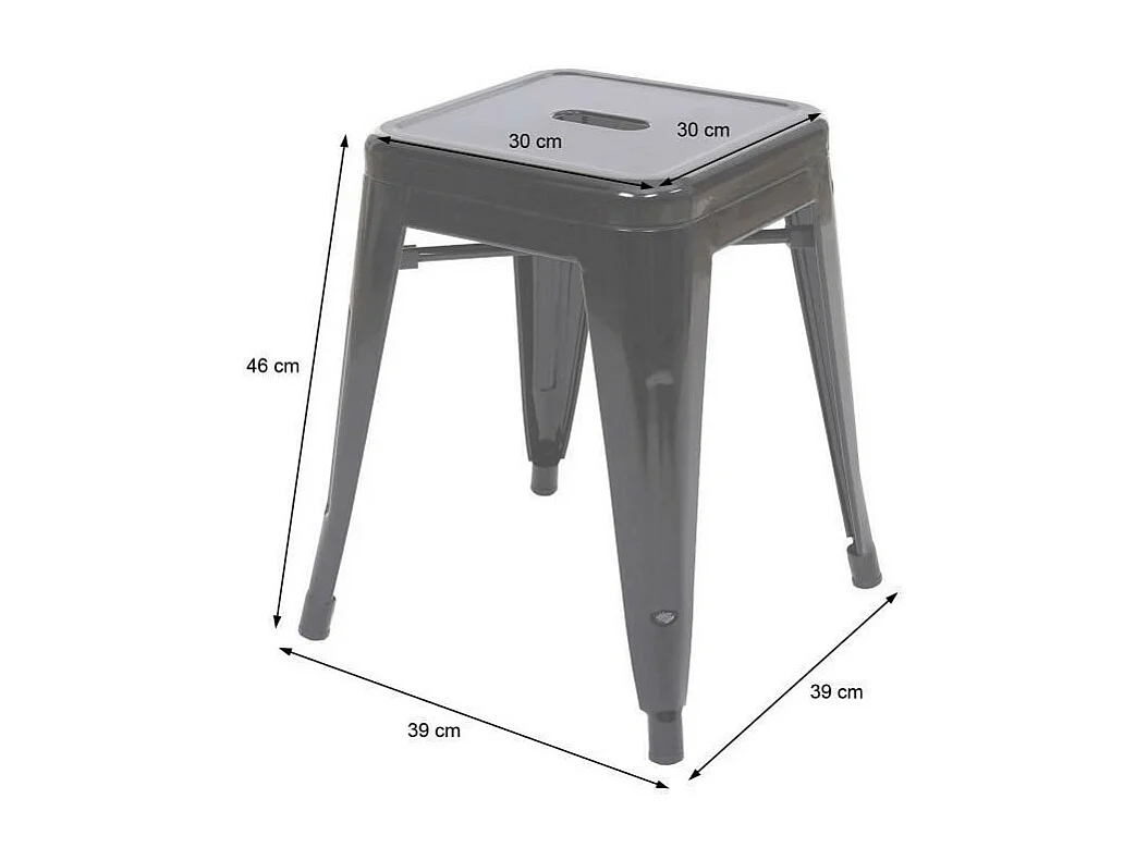 Lot de 4 tabourets en métal blanc mat style industriel et assise en bois clair - Hauteur 46 cm