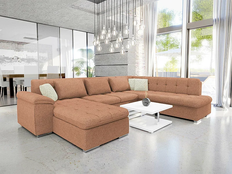 Sofá rinconero Comfivo 180, Marrón, Función de descanso, 348x205x76cm