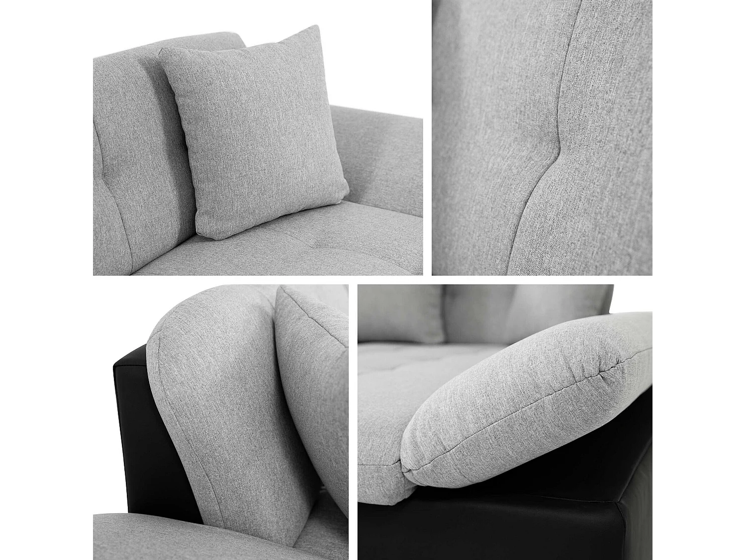 Sofá rinconero Comfivo 152, Gris, Función de descanso, Almacenaje, 278x161x76cm