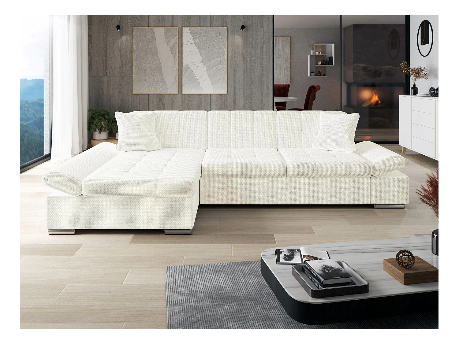 Canapé d'angle Comfivo 219, Brun clair, 278x161x76cm