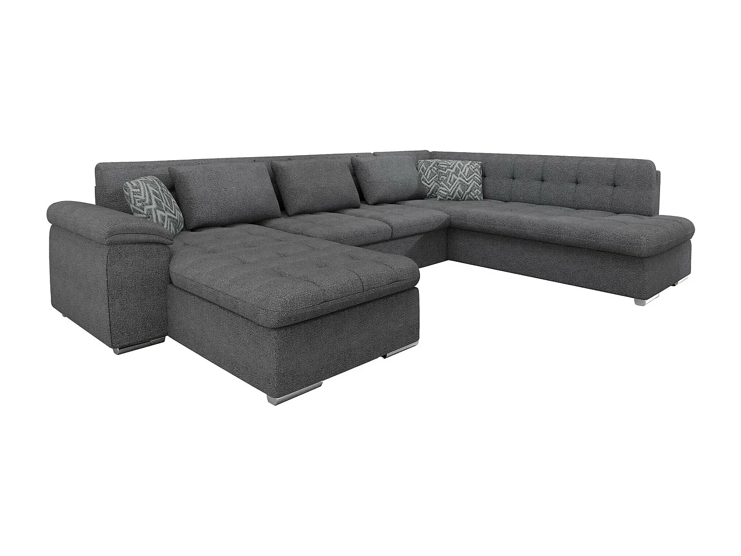 Sofá rinconero Comfivo 180, Gris, Función de descanso, 348x205x76cm