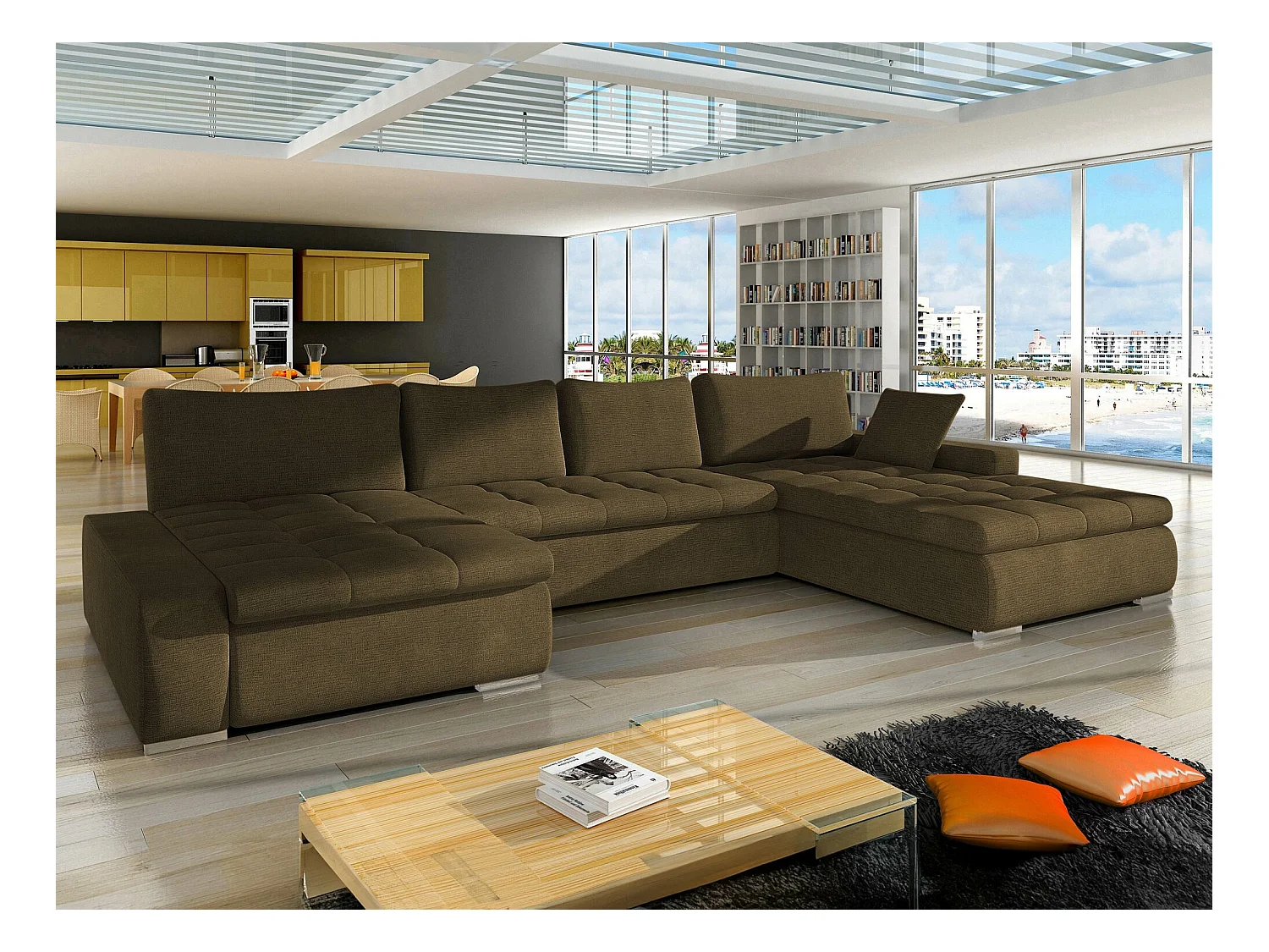 Divano angolare Comfivo 106, Marrone, Con, 394x213x80cm