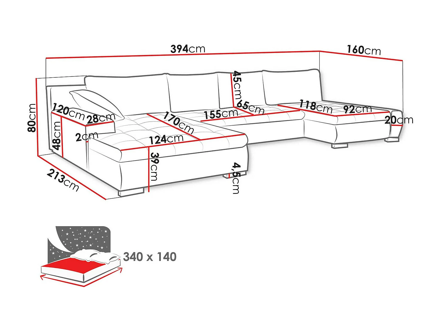 Canapé d'angle Comfivo Oliva, Marron, Disponible, 394x213x80cm