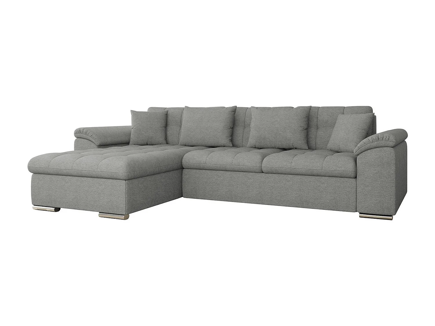 Sofá rinconero Comfivo 107, Gris, Función de descanso, Almacenaje, 280x160x76cm