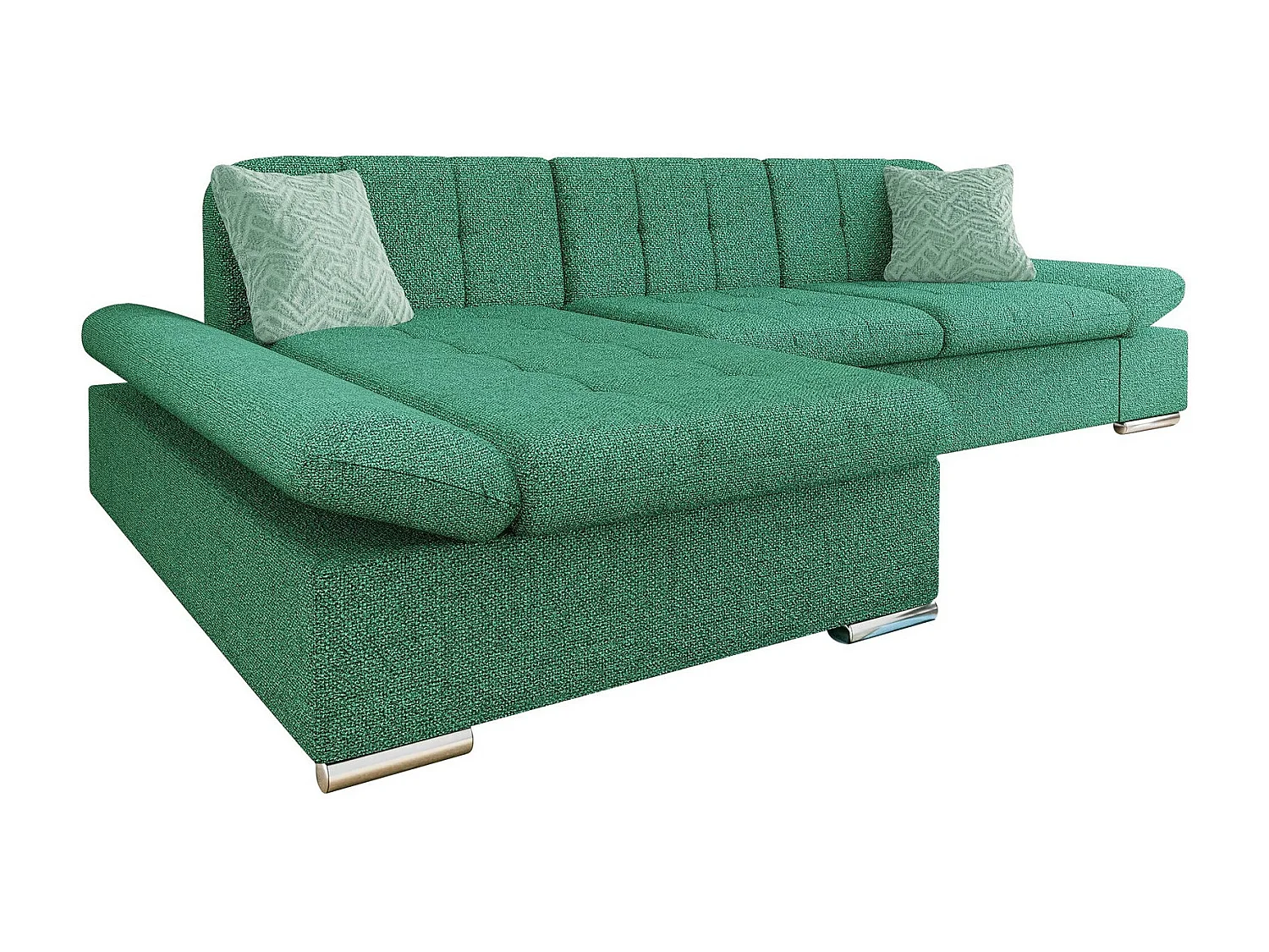 Sofá rinconero Comfivo 250, Verde, Función de descanso, Almacenaje, 278x161x76cm