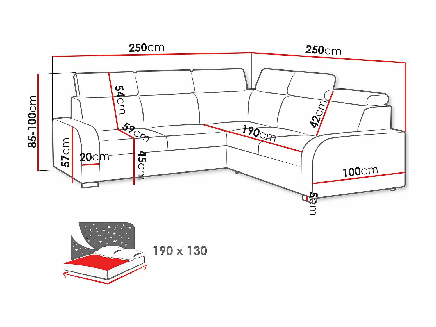 Canapé d'angle Etrcala 101, Jaune, Fonction de couchage, Boîte de literie, 250x250x100cm