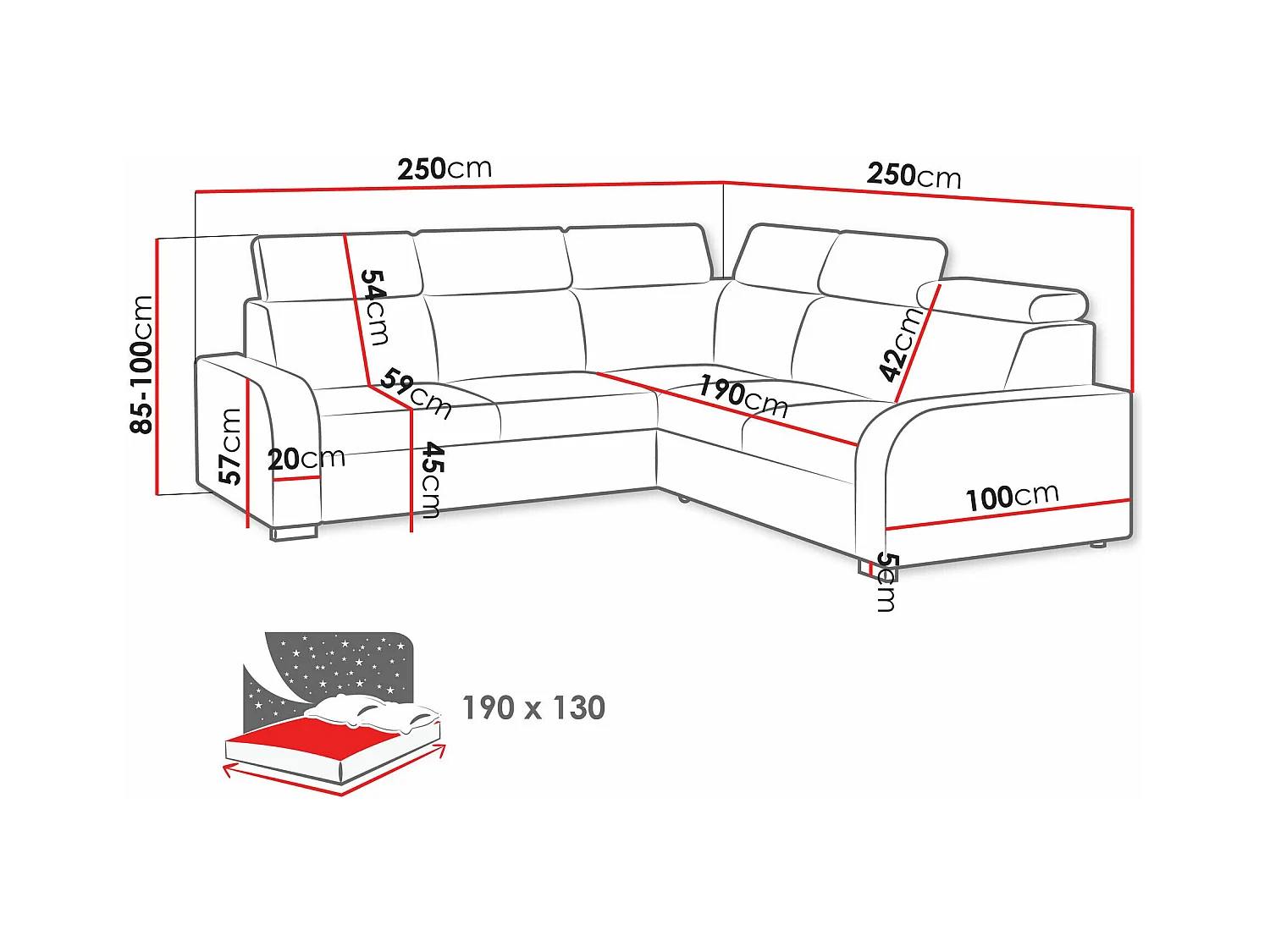 Canapé d'angle Etrcala 101, Jaune, Fonction de couchage, Boîte de literie, 250x250x100cm