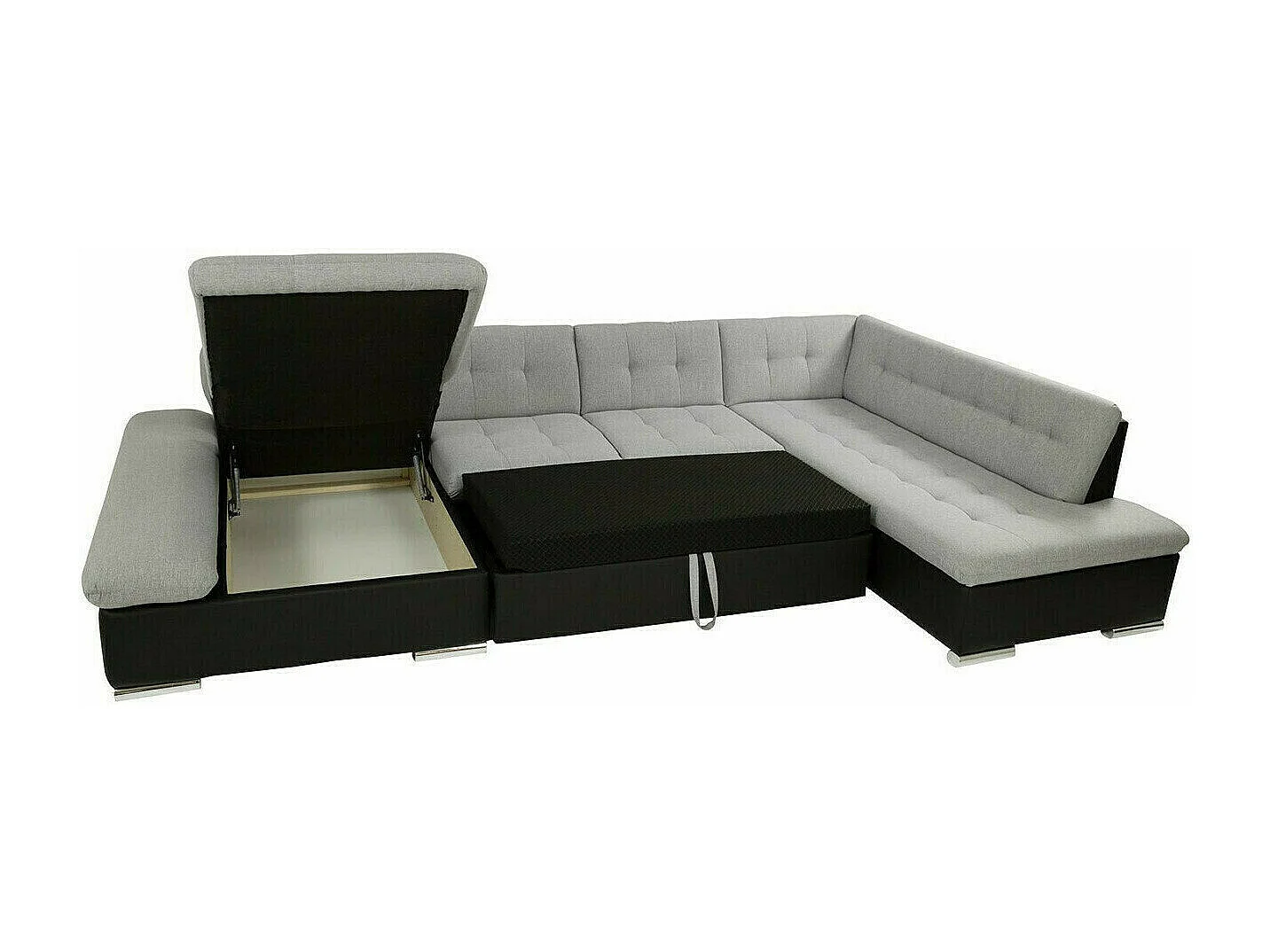 Sofá rinconero Comfivo 150, Azul, Función de descanso, Almacenaje, 345x205x76cm