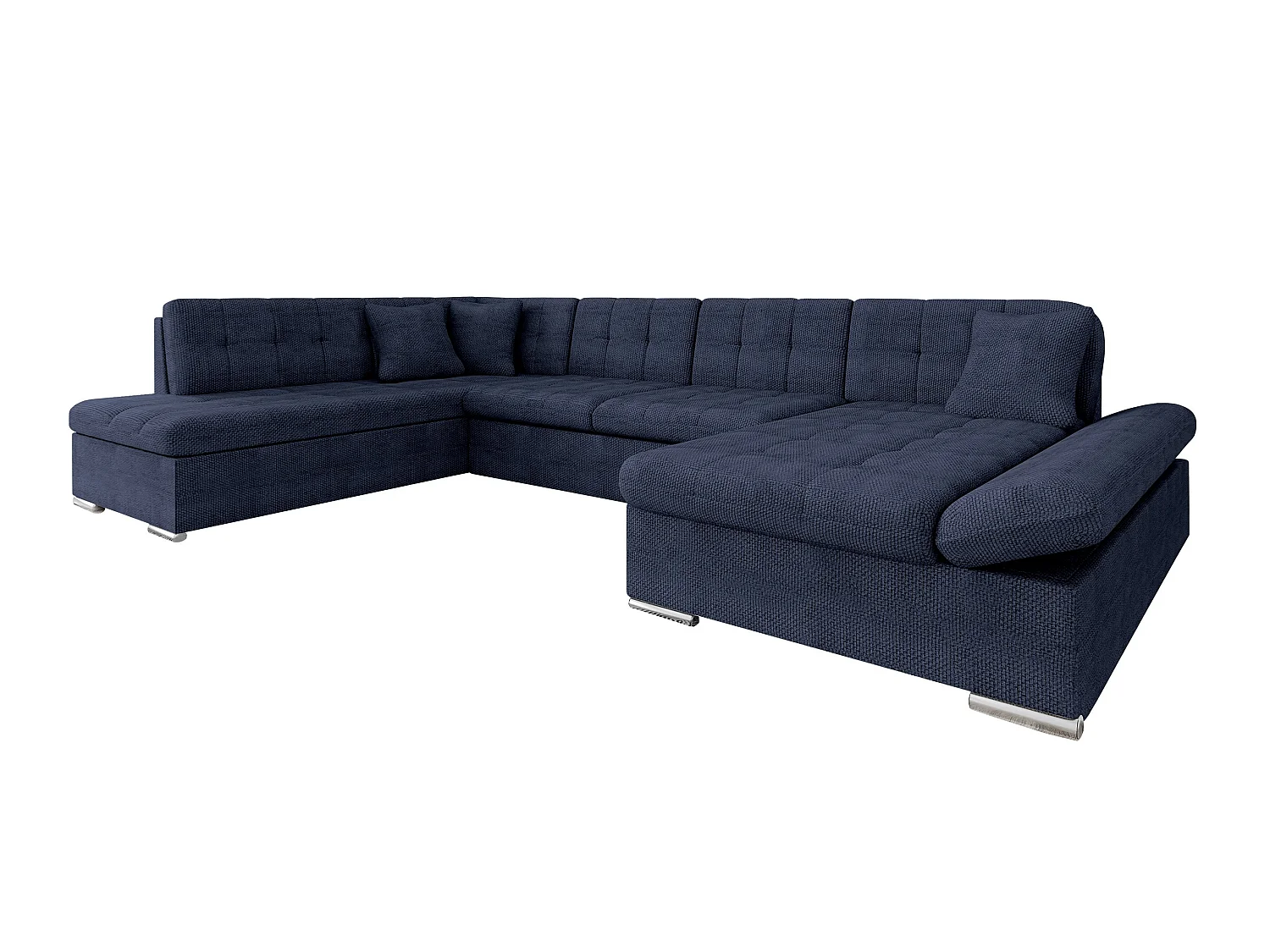 Sofá rinconero Comfivo Tilia I, Azul, Función de descanso, Almacenaje, 345x205x76cm
