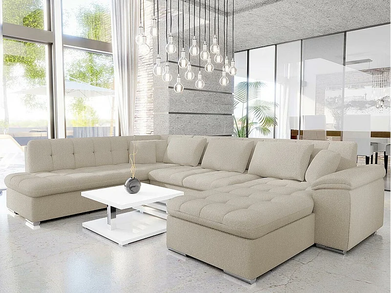 Sofá rinconero Comfivo 180, De color marrón claro, Función de descanso, 348x205x76cm