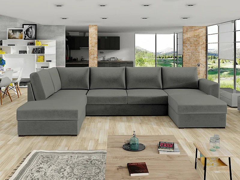 Canapé d'angle Comfivo 189, Gris, Disponible, 305x188x85cm