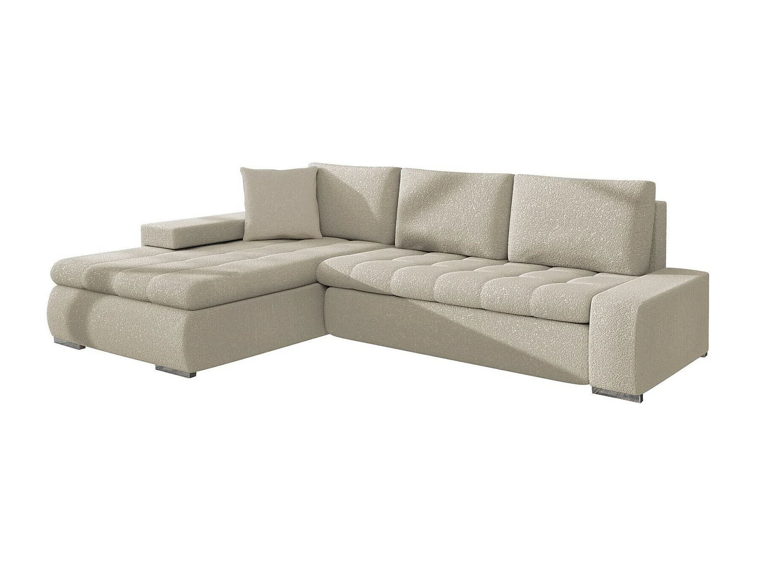 Sofá rinconero Comfivo 171, De color marrón claro, Función de descanso, Almacenaje, 265cm