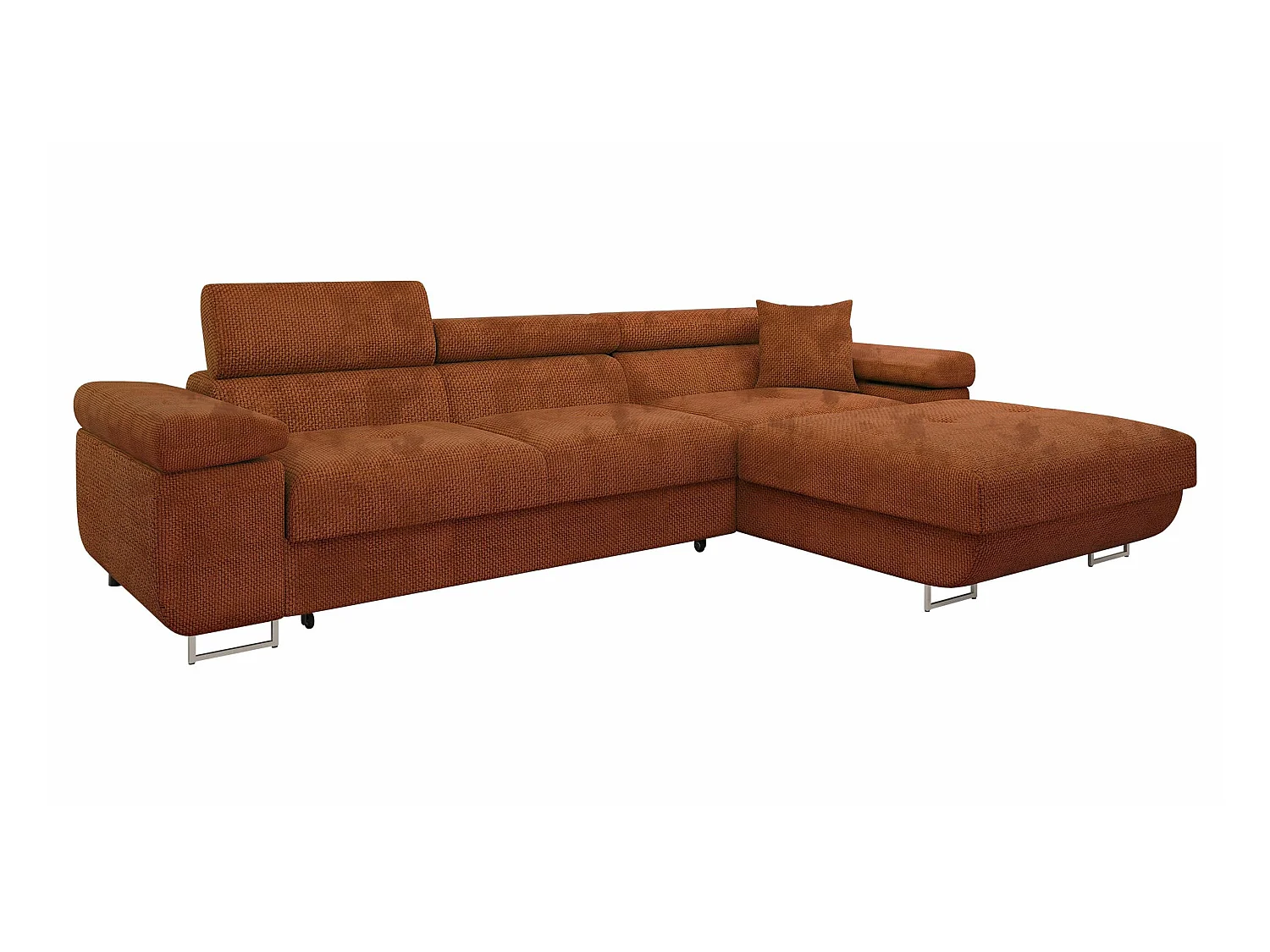 Canapé d'angle convertible 3 places en tissu rouge 280x170x70 cm