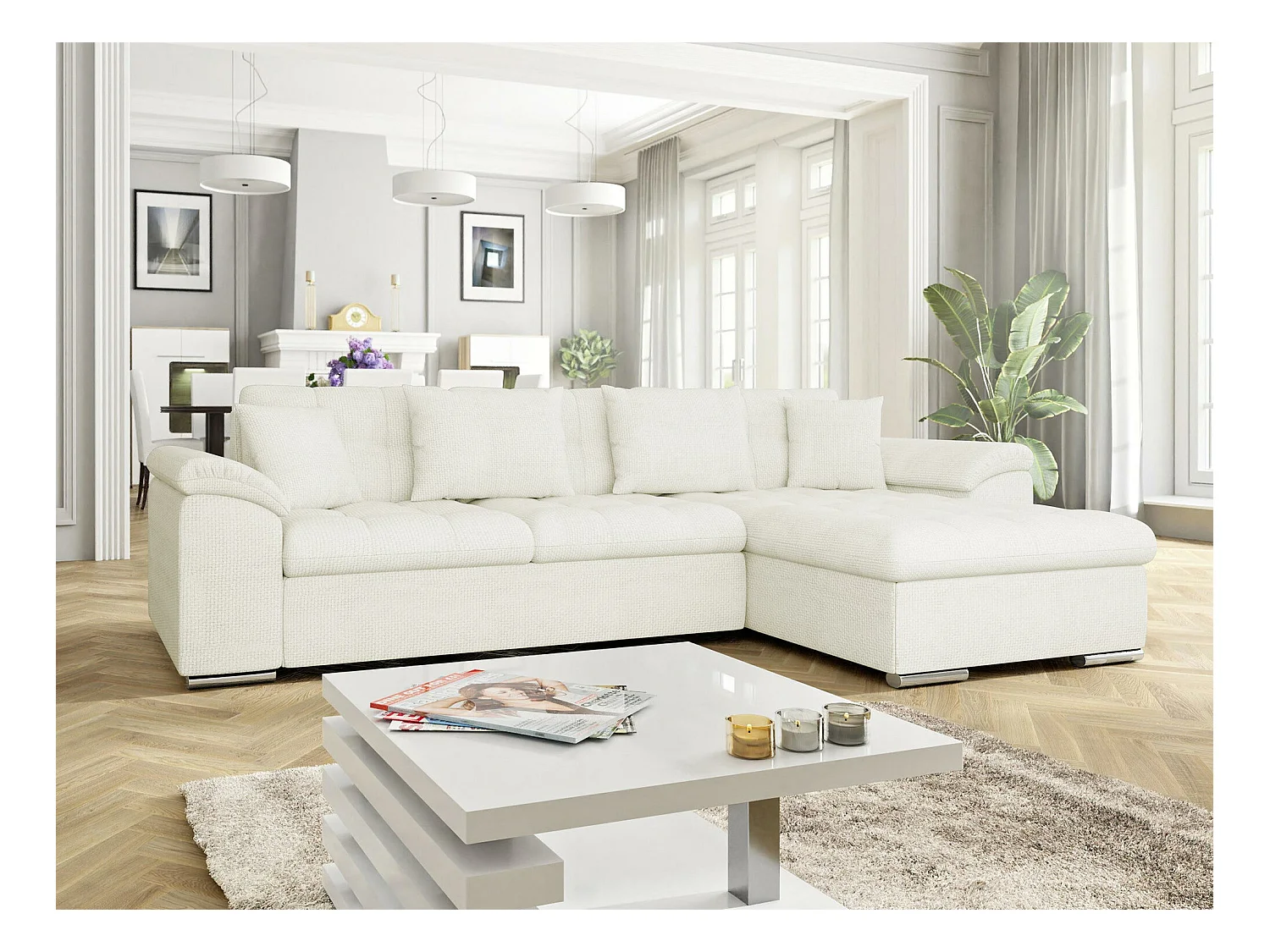 Divano angolare Comfivo 107, Nocciola, Con, 280x160x76cm
