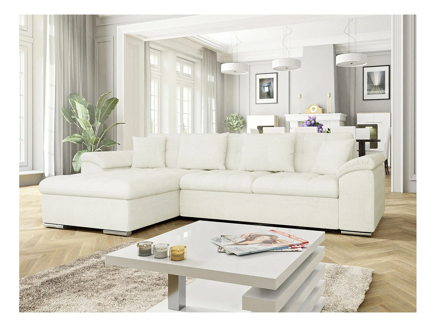 Divano angolare Comfivo 107, Nocciola, Con, 280x160x76cm