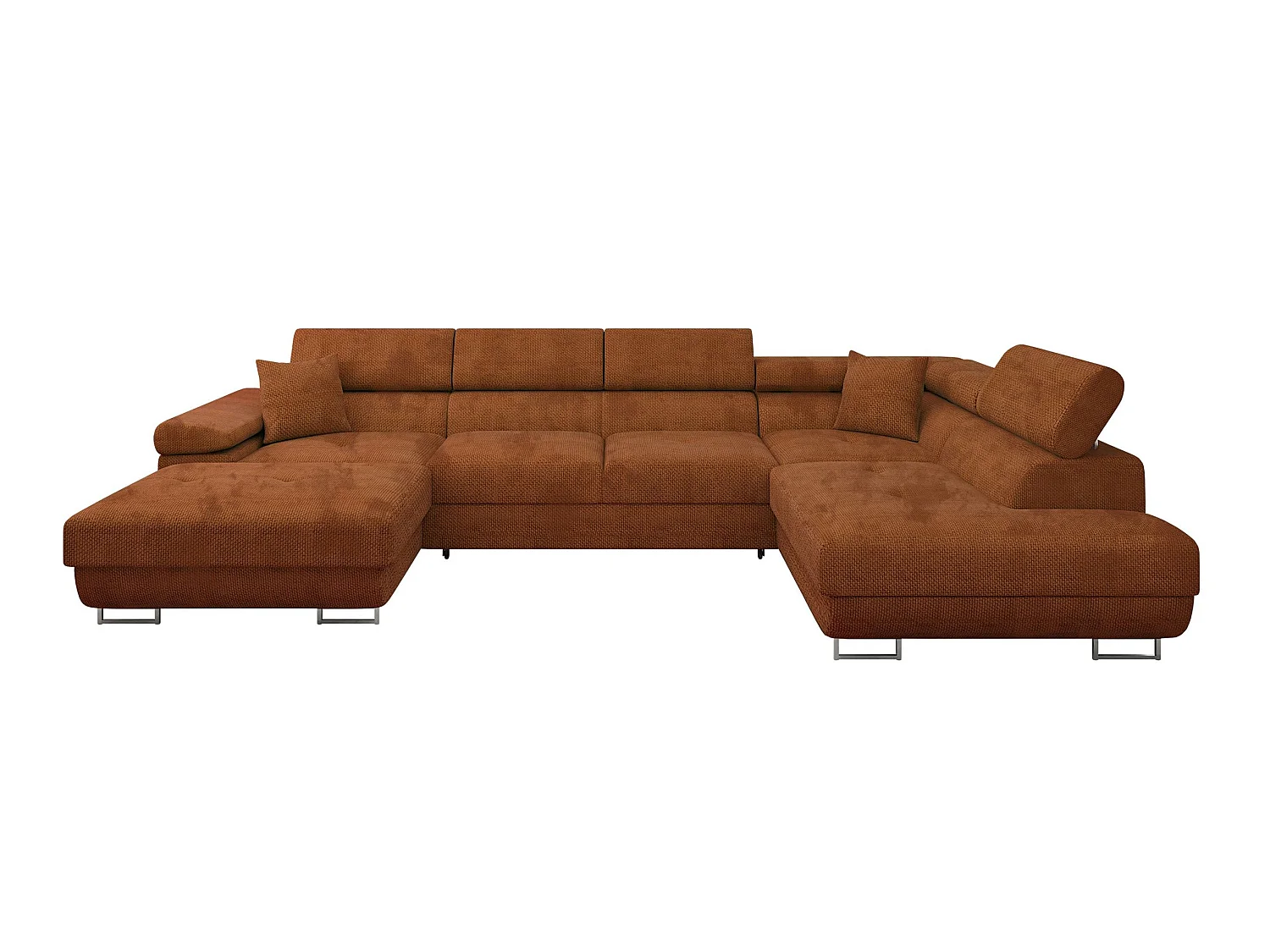 Canapé d'angle convertible 3 places en tissu rouge 346x203x70 cm