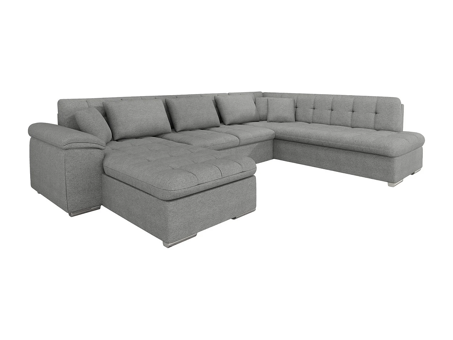 Sofá rinconero Comfivo 114, Gris, Función de descanso, Almacenaje, 348x205x76cm