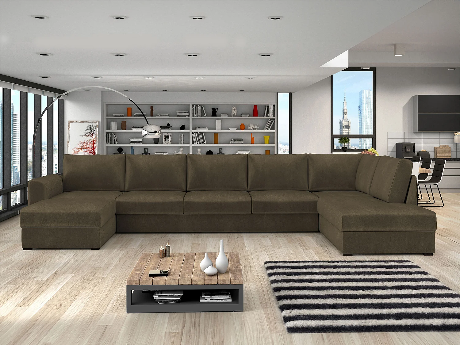 Canapé d'angle Comfivo 191, Marron, Disponible, 370x186x85cm