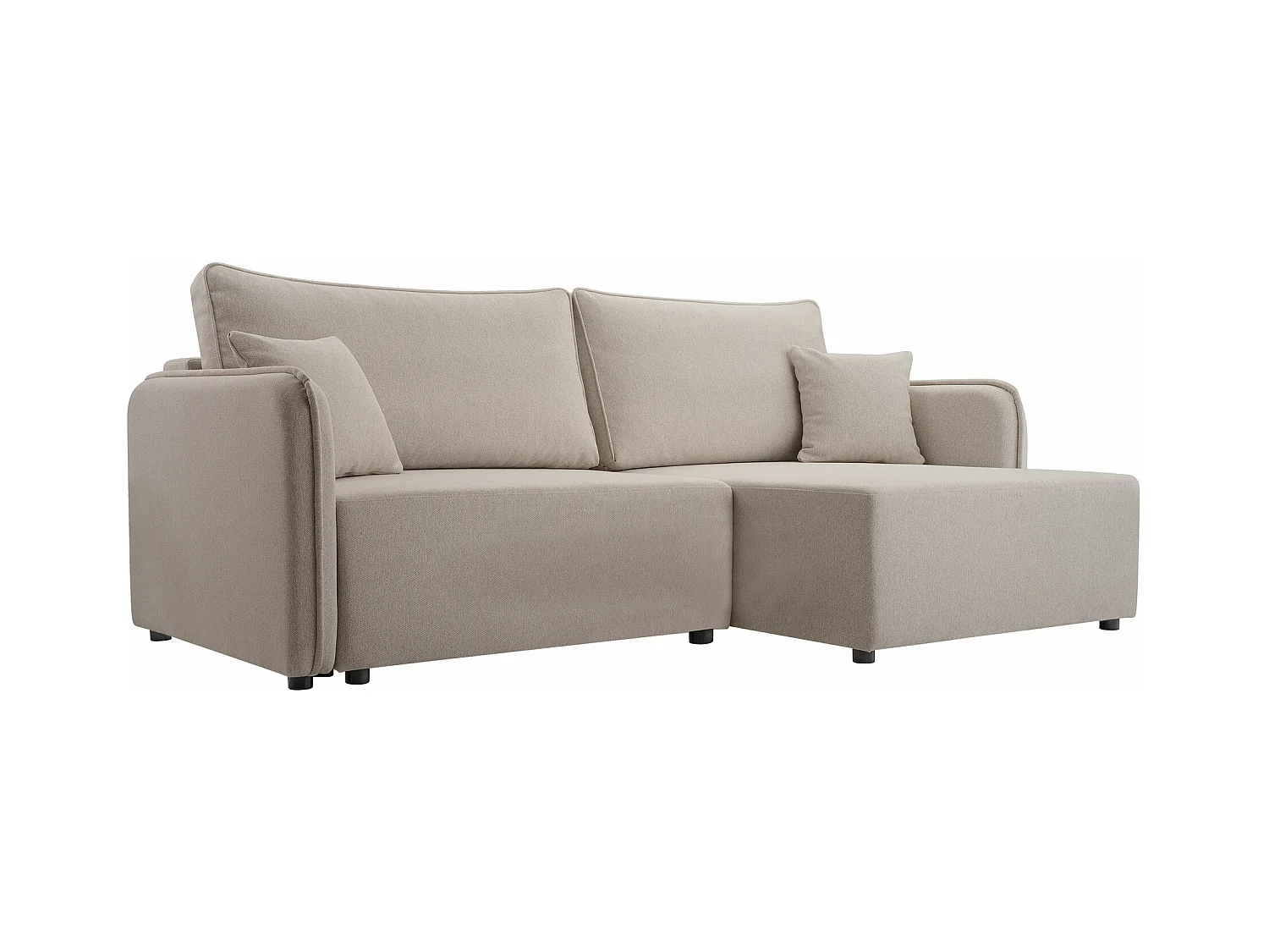 Canapé d'angle TrendyNest 111, Brun clair, Fonction de couchage, Boîte de literie, 227cm