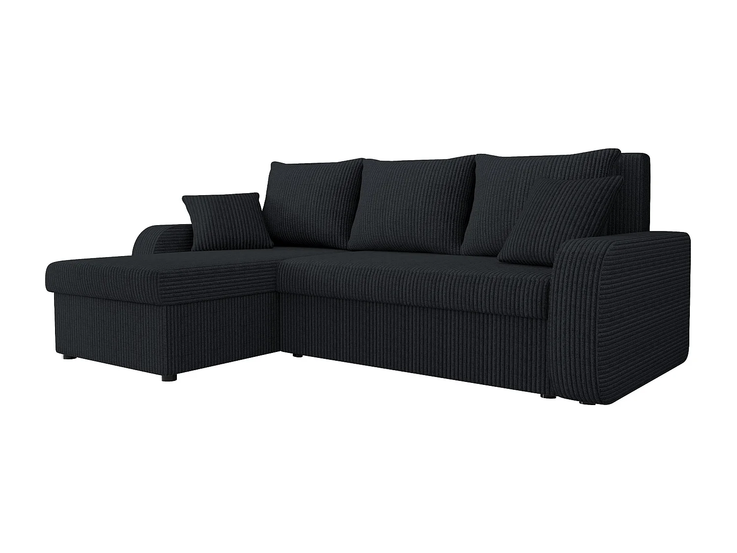 Sofá rinconero Comfivo Melissa I, Negro, Función de descanso, Almacenaje, 238x147x80cm