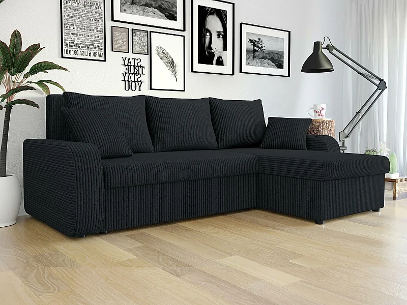 Sofá rinconero Comfivo 203, Gris, Función de descanso, Almacenaje, 238x147x80cm